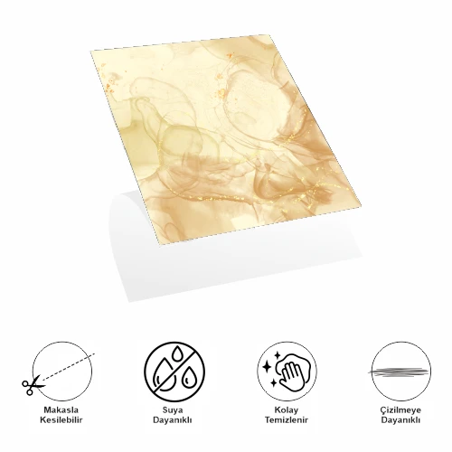 Decohandy 30x30 Cm Pvc Duvar Karosu 4'Lü Paket - Sarı Mermer - 3