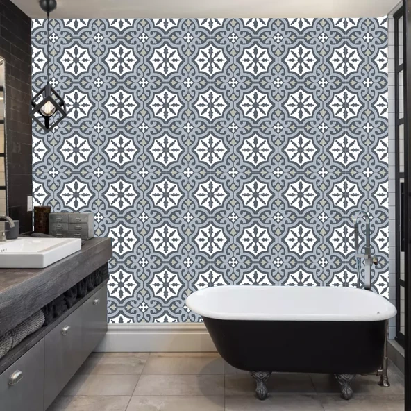 DecoHandy  Pvc Duvar Karosu 30x30cm 4'lü Paket - Çini Desen  0,36m2 - 3