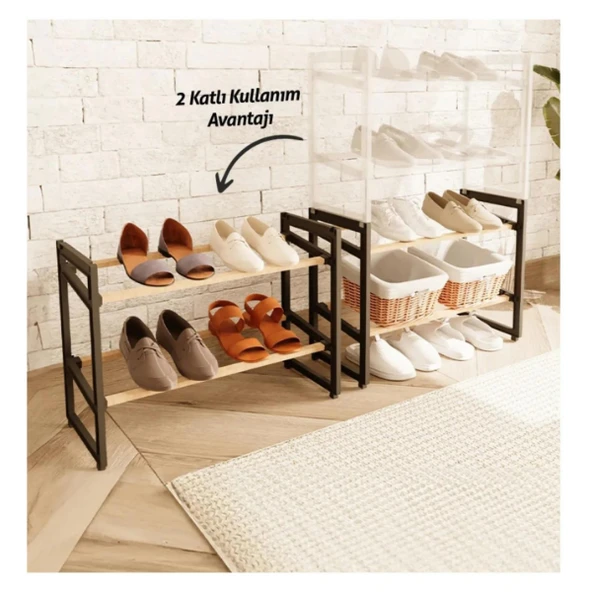 4 Katlı Ahşap Ayakkabılık - Resim 2