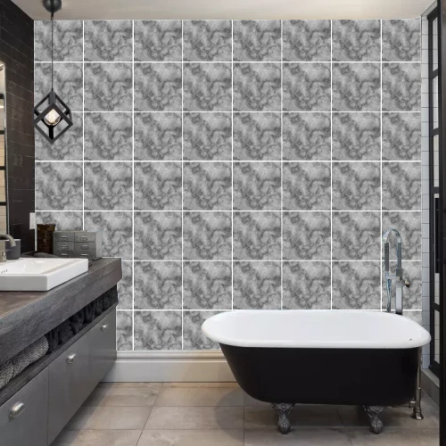 DecoHandy  Pvc Duvar Karosu 30x30cm 4'lü Paket - Mermer Desenli Siyah 0,36m2 - 2