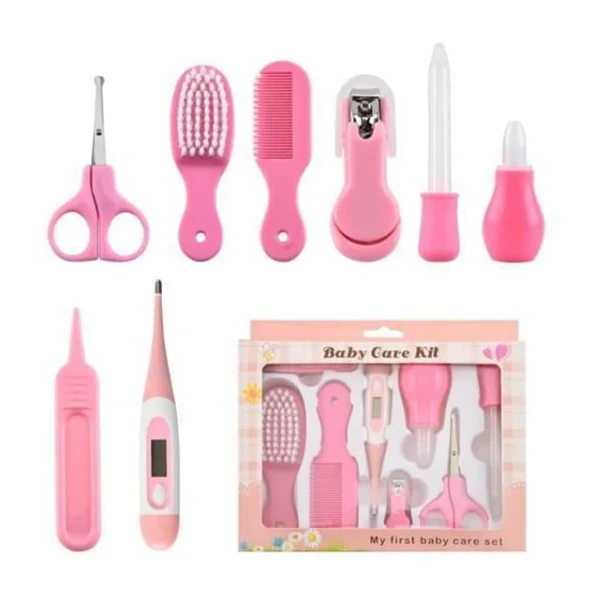 8 Parça Bebek Bakım Seti Pembe Renk - Resim 5