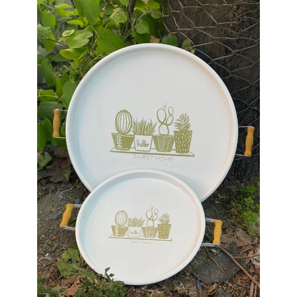 İkili Yuvarlak Sunum Tepsisi Seti ürün görseli