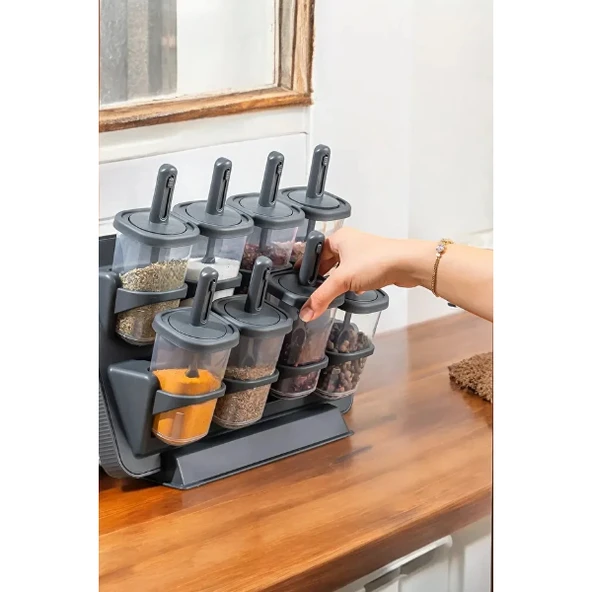 8'li Standlı Kaşıklı Baharatlık Seti ürün görseli