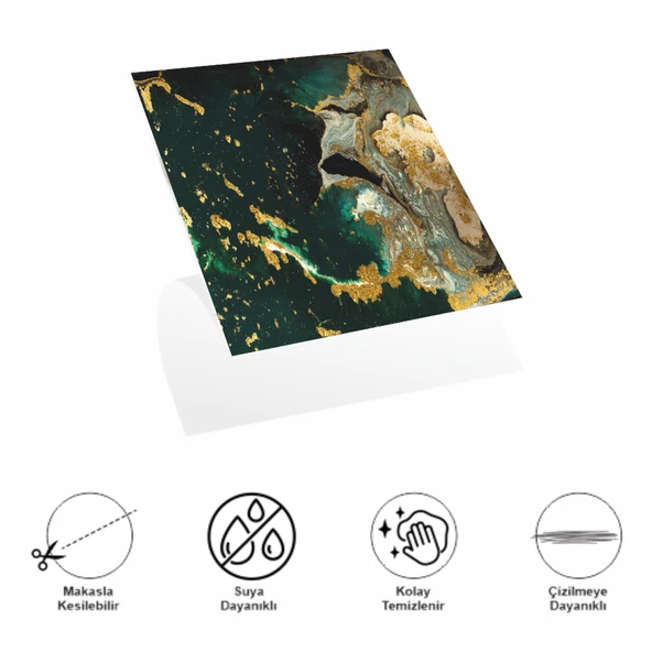 DecoHandy Pvc Yapışkanlı Yer Karosu 30x30cm 4'Lü Paket - Green Edition 0,36m2 - 2