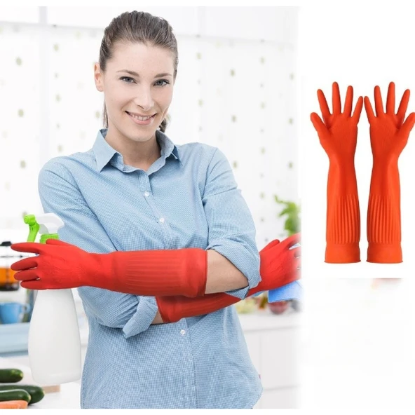 Uzun Konç Bulaşık Eldiveni L Beden - Resim 4