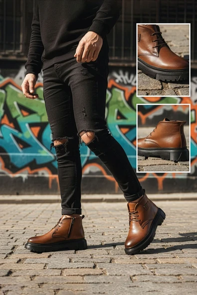 Big King Hakiki Deri Erkek Yarım Bot - Resim 6