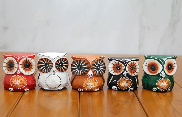 Ahşap 5'li Baykuş Seti Model 3 ürün görseli