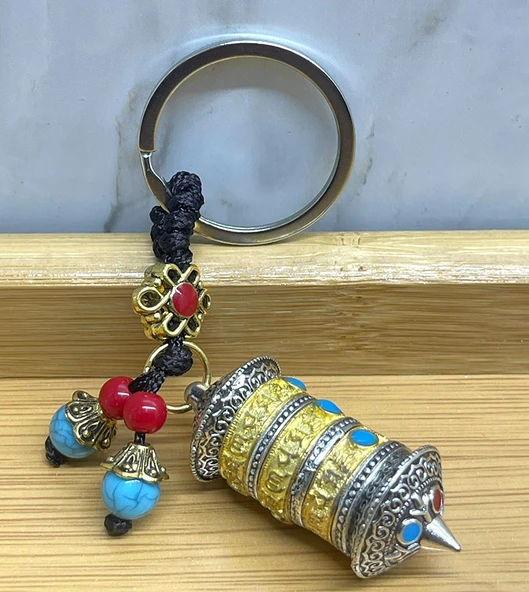 Metal Tibet Şans Çarkı Anahtarlık - 1