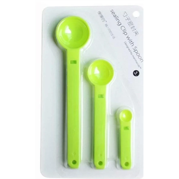 Ölçme Kaşıklı Poşet Klipsi 3'lü Paket ürün görseli