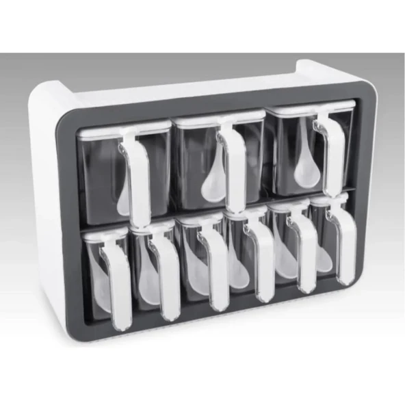 9'lu Standlı Kaşıklı Baharatlık Seti - Resim 4