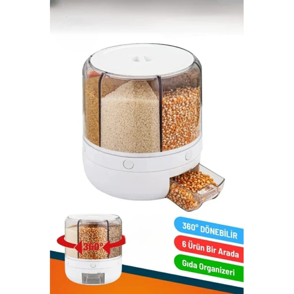 360° Dönebilir 10 Litre Gıda Organizeri - Resim 2