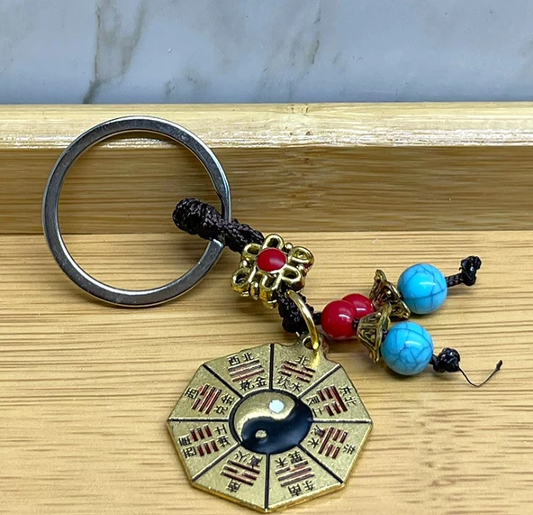 Metal Renkli Yin Yang Anahtarlık - 1