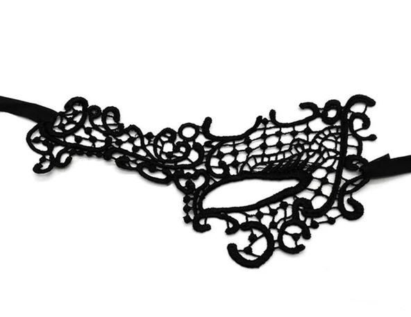 Dantel Kesim Parti Maskesi Siyah - Resim 3