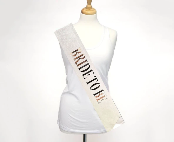 Beyaz Gümüş Bride To Be Simli Kuşak Kemer 10 cm - Resim 2