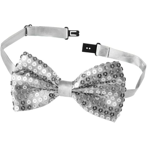 Gümüş Payetli Pullu Papyon - 3