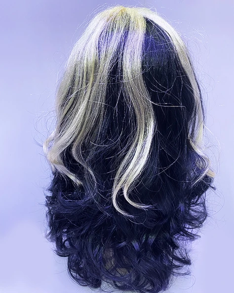 Siyah Sarı Parti Peruğu - Resim 3