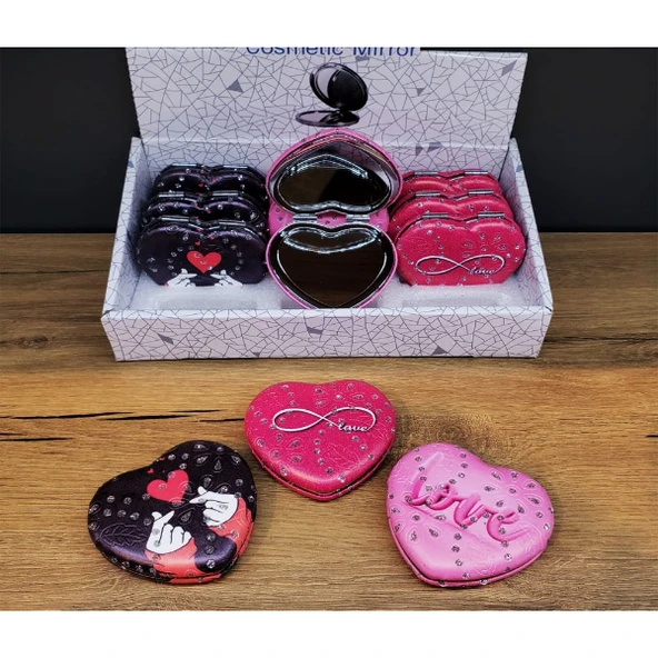 Kalpli Love Tasarımlı Cep Aynası ürün görseli