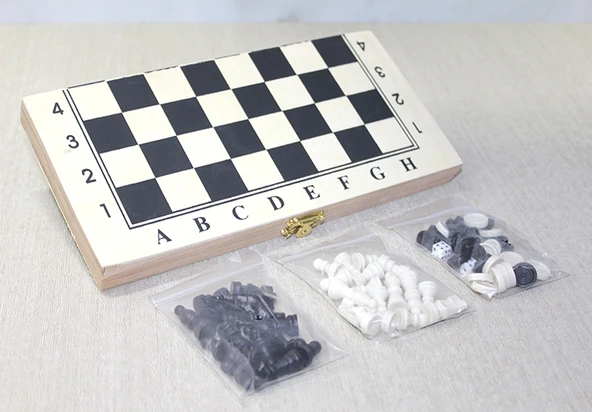 Ahşap Kutulu Satranç Tavla Seti Model 4 ürün görseli