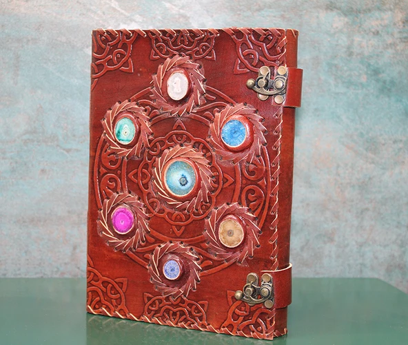 Taşlı Deri Defter Model 12 ürün görseli