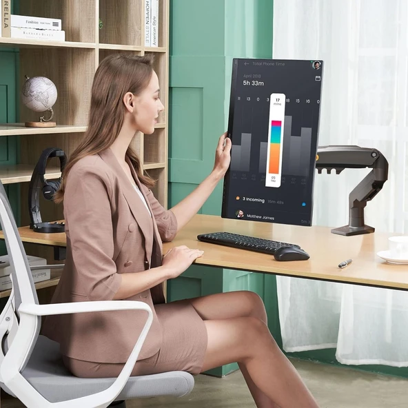 Nb North Bayou F80 17"-30" Amortisörlü 2-9 kg Monitör Standı 2024 Gray Edition - Resim 5