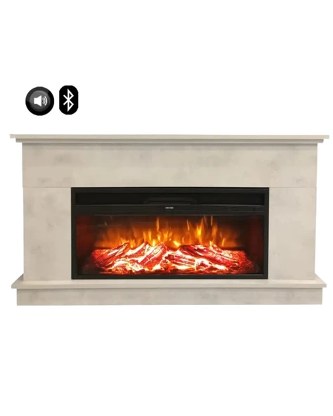 Dlc Large Penida Retro Beton Desen 1800 Watt Bluetooth ve Ses Efektli Dekoratif Elektrikli Şömine - 1