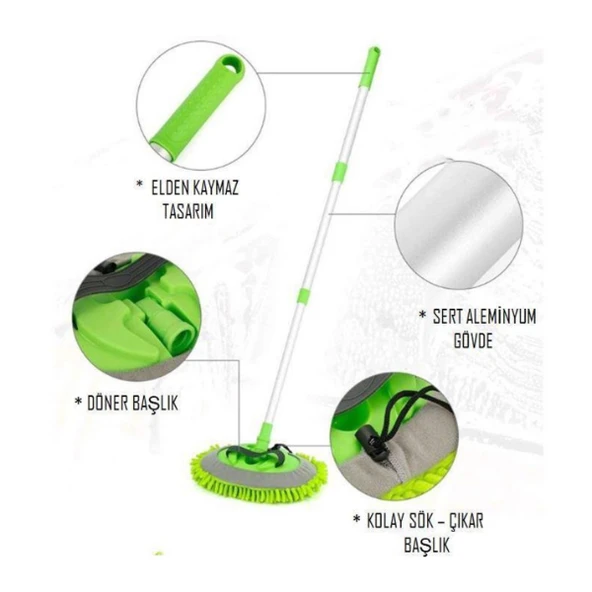 Yedek Bezli Mikrofiber Araba Yıkama Fırçası - Resim 3