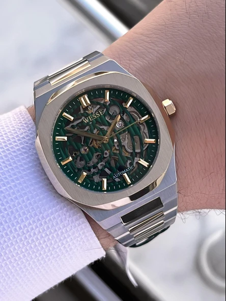 Wesse İtalyan Bileklik Hediyeli Otomatik 2 yıl Garantili 5 Atm Suya Dayanıklı Erkek Kol Saati 803.Y - Resim 3