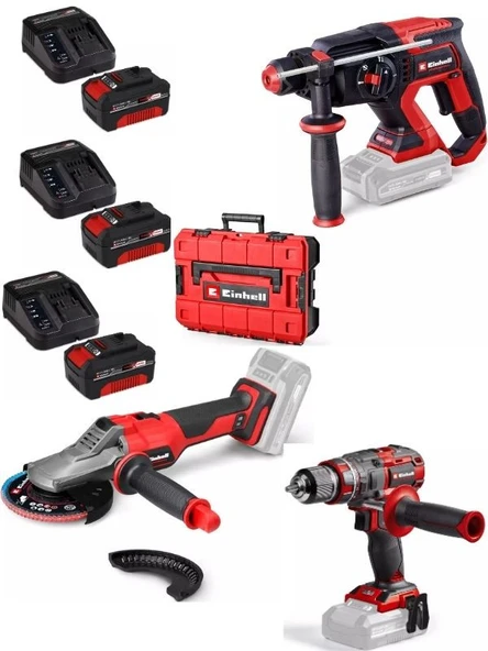 Einhell TP-HD 18/22 D bl Tp-cd 18/80 li-i bl Matkap TP-AG 18/125 F li BL Taşlama 3x4.0ah Akülü Kömürsüz Set ürün görseli