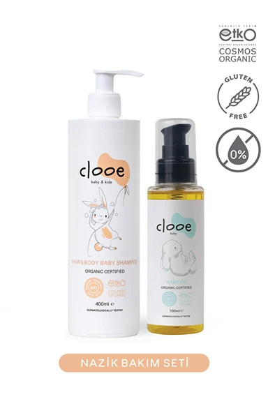Hassas Bakım Seti - Organik Bebek Şampuanı (400ML) - Organik Bebek Yağı (100ML)