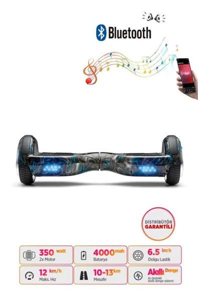 Elektrikli Kaykay Hoverboard Bluetooth Hoparlörlü 6.5 Inch D18 ürün görseli