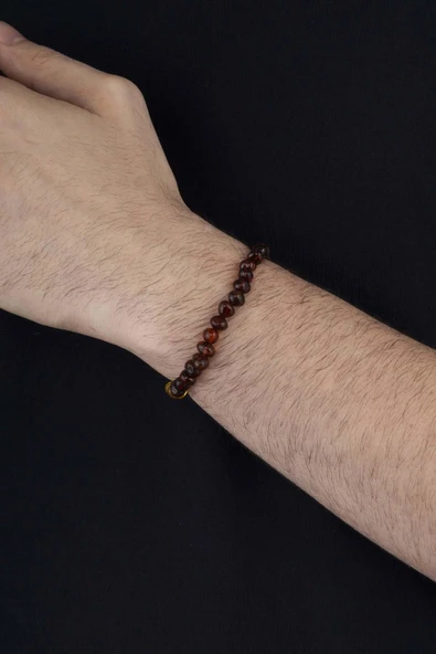 Gümüş Pazarım Misket Kesim Orjinal Yetişkin Kehribar Bileklik ürün görseli 1