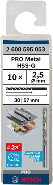 HSS-G Metal Matkap Ucu 2,5*57 mm 10lu ürün görseli