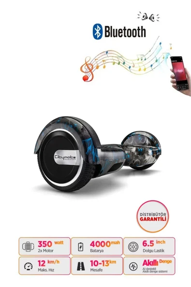 Elektrikli Kaykay Hoverboard Bluetooth Hoparlörlü 6.5 Inch D18 - Resim 2