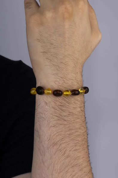 Gümüş Pazarım Çift Renk Orjinal Yetişkin Kehribar Bileklik - 2