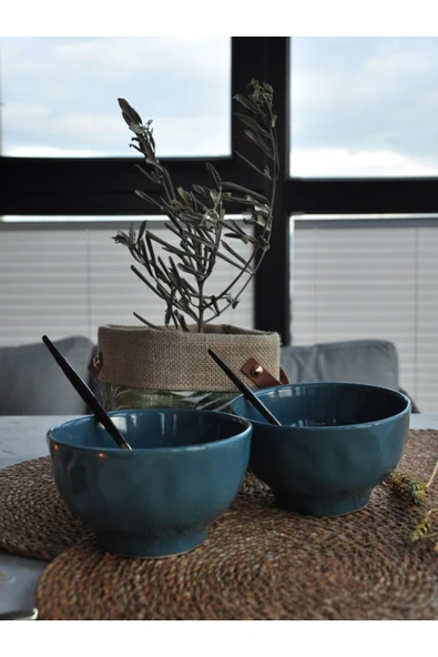 Kase Badem Mavi 2 li Kase 14 Cm