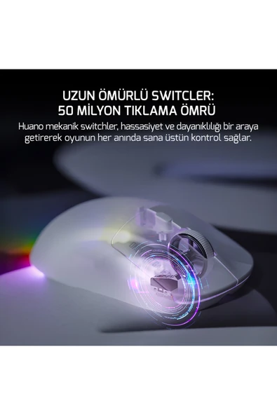 Gamepower Fenix 24.000DPI Triple Mode (Kablolu/bluetooth/2.4g) Beyaz Gaming Mouse - Resim 4
