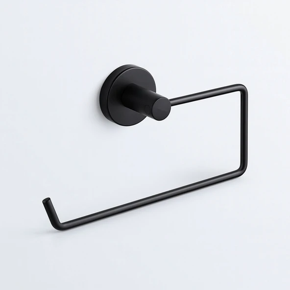 Açık Kağıt Havluluk Mat Siyah Metal Duvara Monte Vidalı Banyo Tuvalet Mutfak Kağıt Havluluk 25 cm - Resim 9