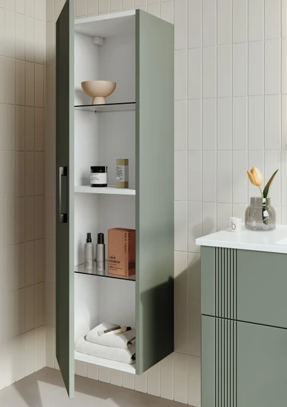 Orka Bari 65 cm Mat Yeşil Banyo Dolabı Takımı ve Boy Dolabı - Resim 2