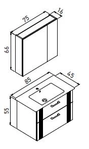 Orka Bari 85 cm Mat Lacivert Banyo Dolabı Alt Modül Lavabo - Resim 3