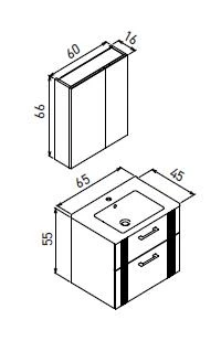Orka Bari 65 cm Mat Yeşil Banyo Dolabı Alt Modül Lavabo - Resim 3