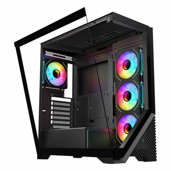 Vento VG4202FL 850W 80+ Bronz USB 3.2 ATX Mid Tower Siyah Kasa - Resim 6