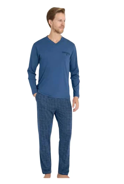 Kly V Yaka Pijama Takımı   9214 - Resim 2