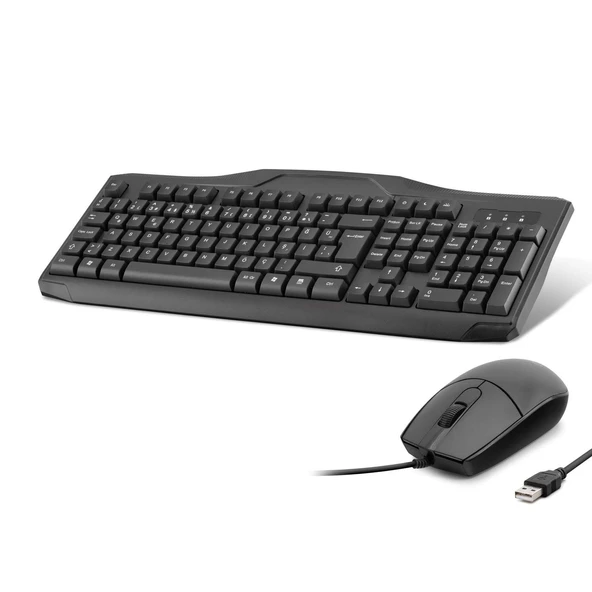 pilelistore Kablolu Klavye Mouse Set Q Siyah OAK930