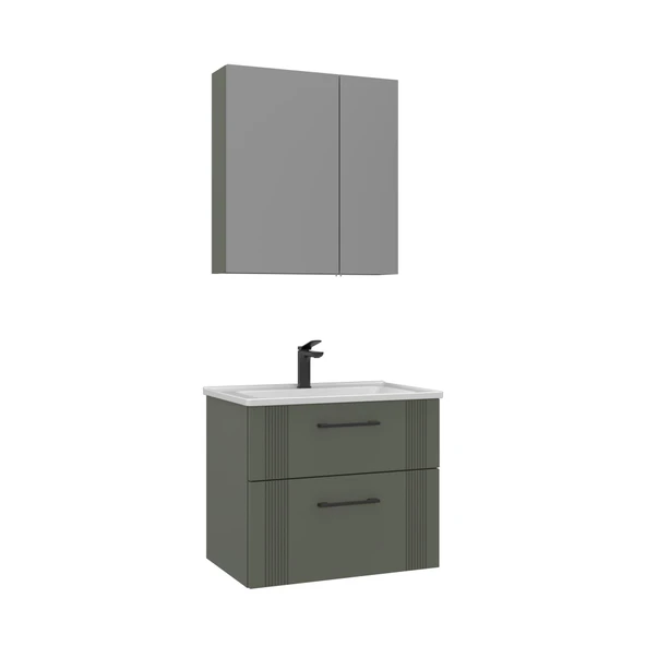 Orka Bari 65 cm Mat Yeşil Banyo Dolabı Alt Modül Lavabo - Resim 2