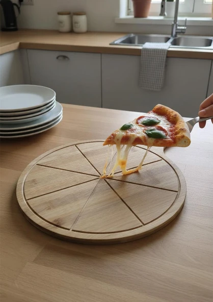 Bambu Pizza Tabağı - Sunumluk 30 CM - 2