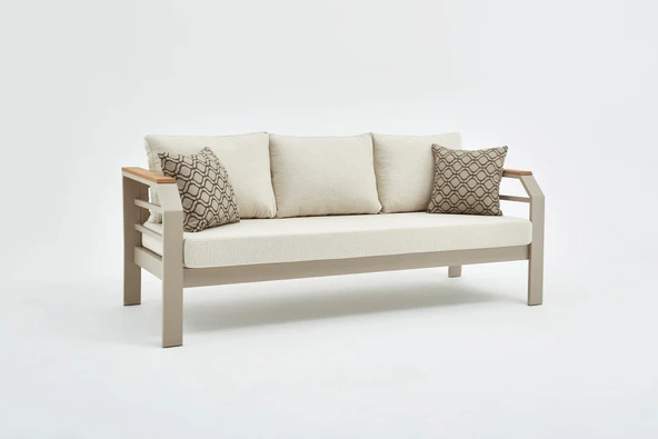 Assento Bahçe Oturma Grubu 3+1+1+Yüksek Sehpa - Kum Rengi - Resim 3