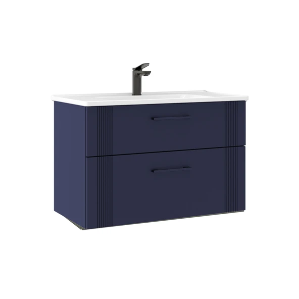 Orka Bari 85 cm Mat Lacivert Banyo Dolabı Alt Modül Lavabo ürün görseli