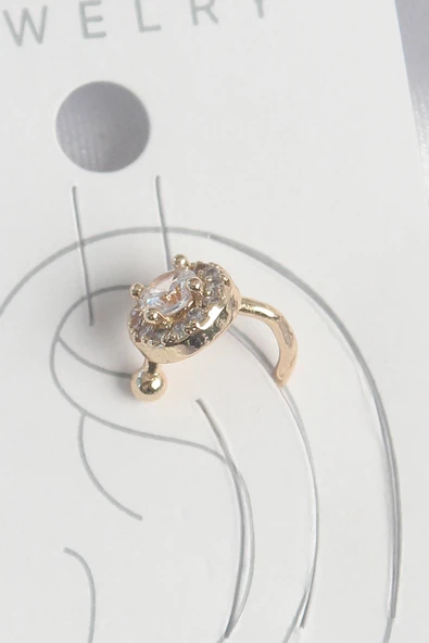 pilelistore Pirinç Gold Renk Zirkon Taşlı Kadın Kıkırdak Küpe - TJ-BKP10573 ürün görseli 1