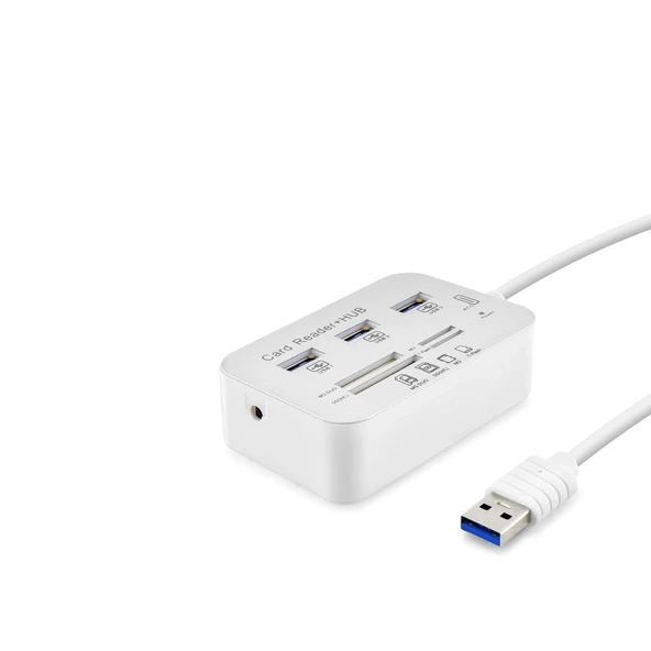 pilelistore Usb3.0 Hub Combo 3*Usb3.0 + Ms + Sd + M2 + Tf 20Cm Beyaz HDX7028