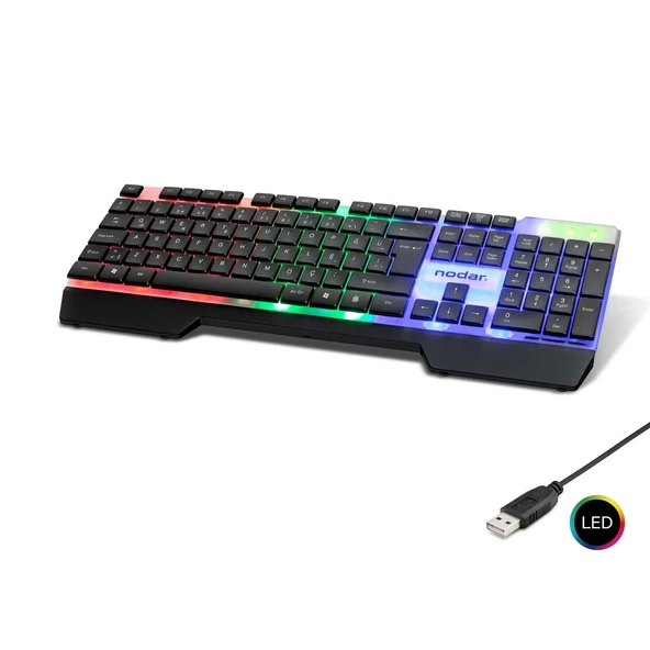 pilelistore Kablolu Oyuncu Klavye Slım Led Q Siyah ND868